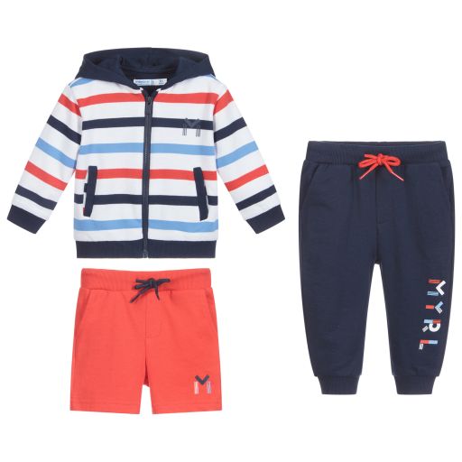 Mayoral-Survêtement bleu et rouge en coton | Childrensalon Outlet