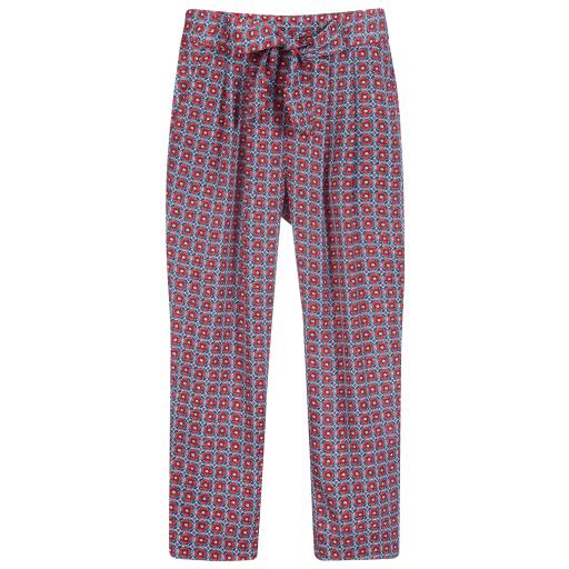 Mayoral-Blue & Red Floral Trousers | Childrensalon Outlet