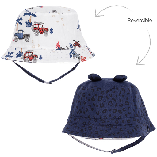 Mayoral-قبعة بوجهين قطن تويل لون أبيض و كحلي للأطفال | Childrensalon Outlet