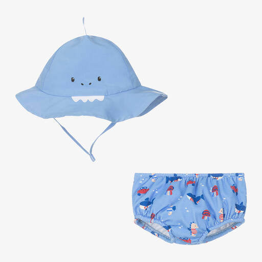 Mayoral Newborn-سروال سباحة و قبعة للشمس أطفال ولادى لون أزرق (UPF40+) | Childrensalon Outlet