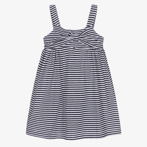 Mayoral-Blue Striped Cotton Dress | Childrensalon Outlet
