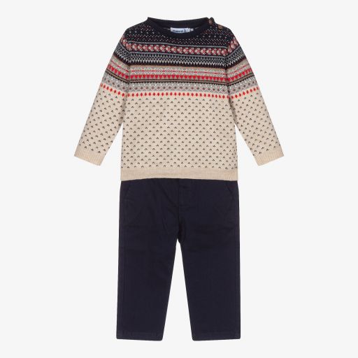 Mayoral-Blue Sweater & Trouser Set  | Childrensalon Outlet