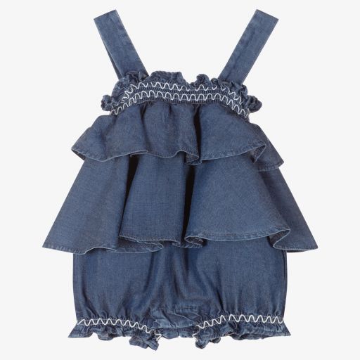 Mayoral Для новорожденных-Синий песочник из вискозы с рюшами | Childrensalon Outlet
