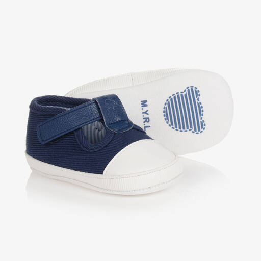 Mayoral-Blue & White Canvas Pre-Walker Shoes | Childrensalon Outlet