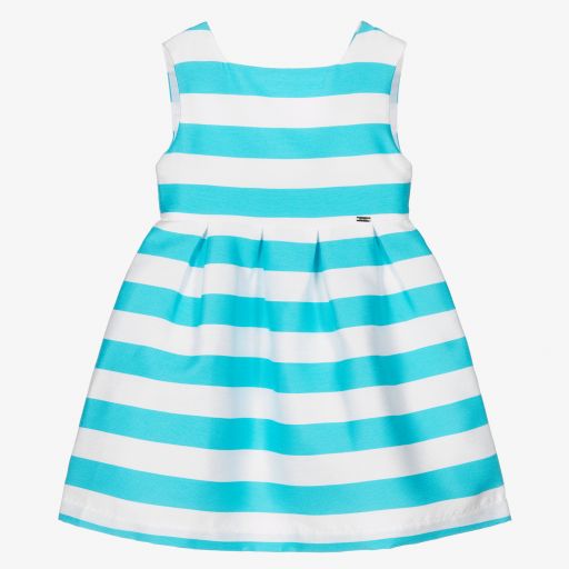 Mayoral-Blue & White Stripe Dress | Childrensalon Outlet