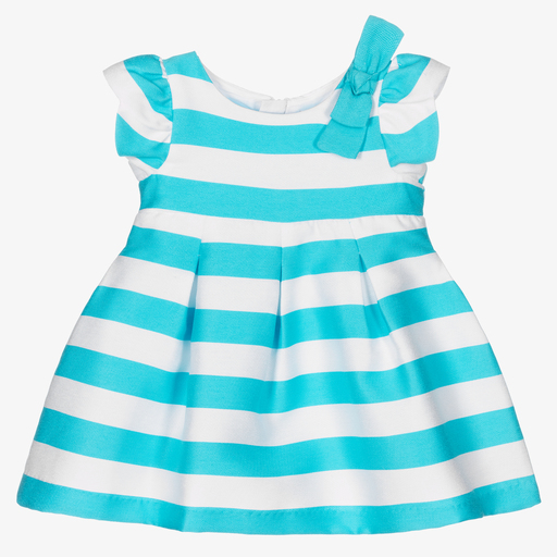 Mayoral-Белое платье в голубую полоску | Childrensalon Outlet