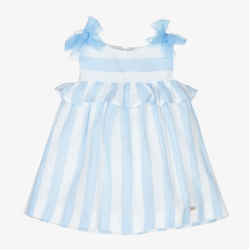 Mayoral Для новорожденных-Платье в бело-голубую полоску и трусики | Childrensalon Outlet