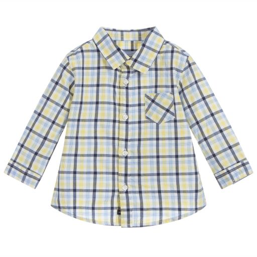 Mayoral-Blue & Yellow Checked Shirt | Childrensalon Outlet