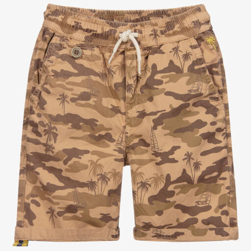 Mayoral-Boys Beige Camo Cotton Shorts | Childrensalon Outlet