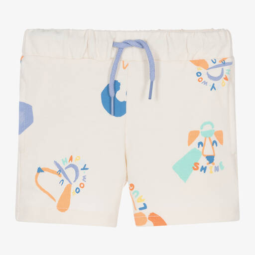 Mayoral-Boys Beige Cotton Dog Print Shorts | Childrensalon Outlet