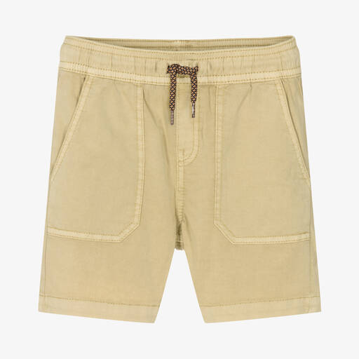Mayoral-Boys Beige Cotton Drawstring Shorts | Childrensalon Outlet