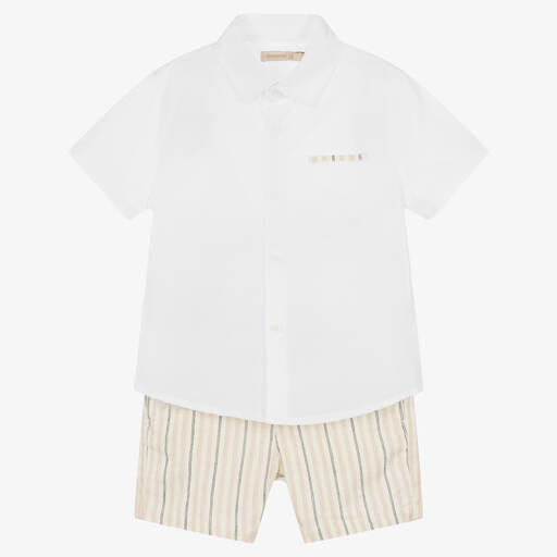 Mayoral-Boys Beige Cotton & Linen Shorts Set  | Childrensalon Outlet