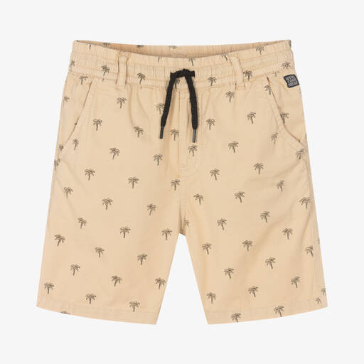 Mayoral-Beige Baumwollshorts mit Palmen | Childrensalon Outlet