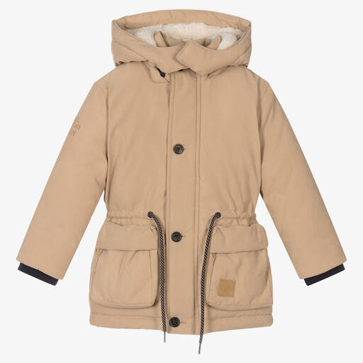 Mayoral-Boys Beige Hooded Parka Coat | Childrensalon Outlet