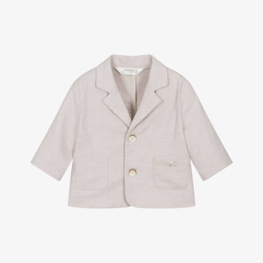 Mayoral Newborn-Boys Beige Linen Blend Blazer | Childrensalon Outlet