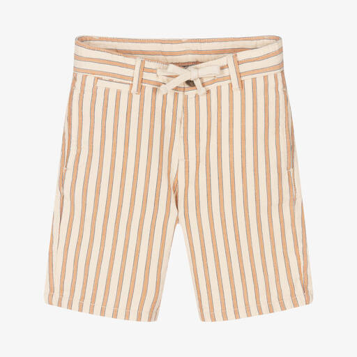 Mayoral-Boys Beige & Orange Cotton Shorts | Childrensalon Outlet