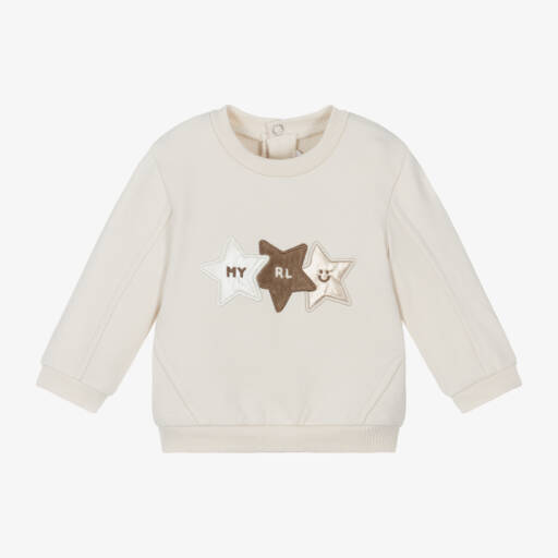 Mayoral Newborn-Boys Beige Star Sweatshirt | Childrensalon Outlet