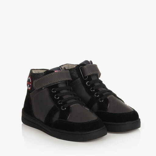 Mayoral-Boys Black Faux Leather High-Top Trainers | Childrensalon Outlet