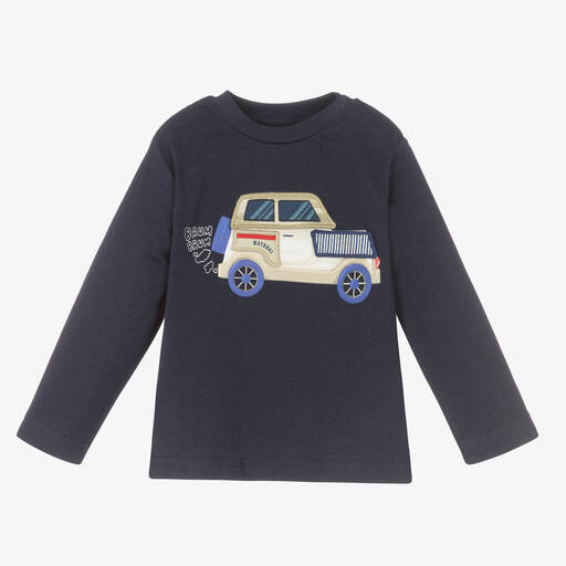 Mayoral-Boys Blue Cotton Car Top | Childrensalon Outlet