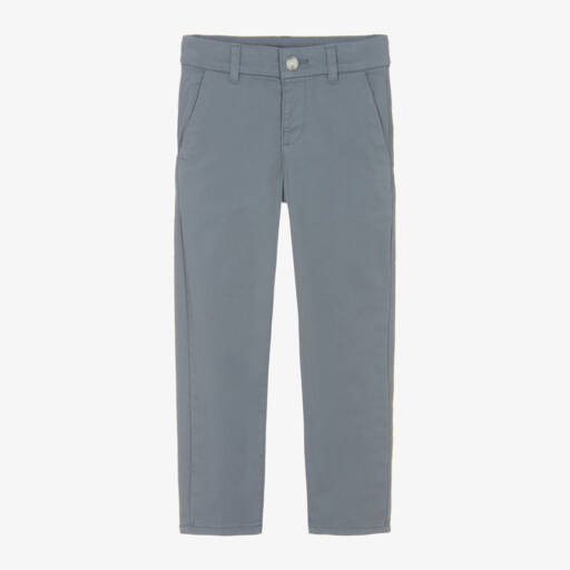 Mayoral-Boys Blue Cotton Chino Trousers | Childrensalon Outlet