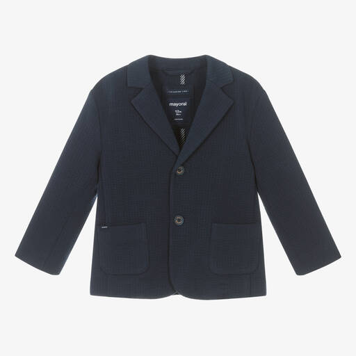 Mayoral-Boys Blue Cotton Jersey Blazer | Childrensalon Outlet