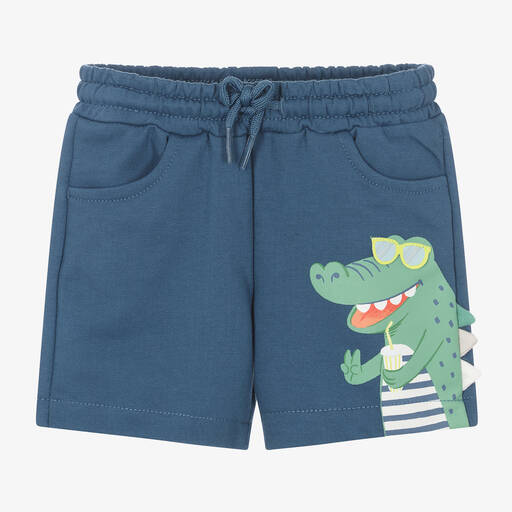 Mayoral-Boys Blue Cotton Jersey Crocodile Shorts | Childrensalon Outlet