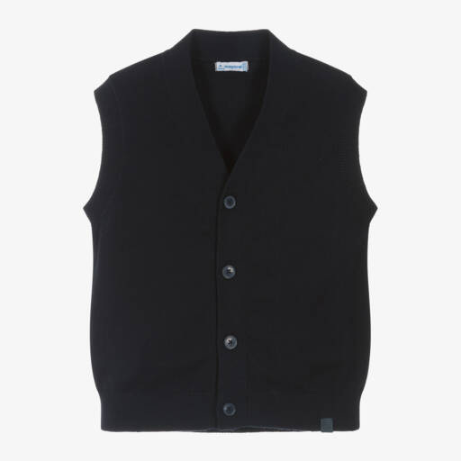 Mayoral-Boys Blue Cotton Knit Vest | Childrensalon Outlet