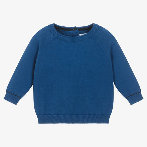 Mayoral-Boys Blue Cotton Knitted Sweater | Childrensalon Outlet