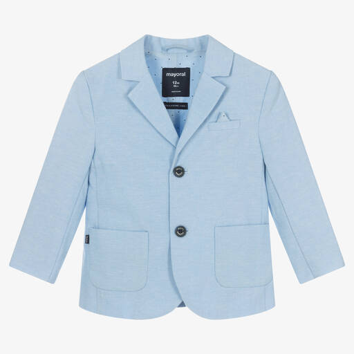 Mayoral-Boys Blue Cotton & Linen Blazer | Childrensalon Outlet