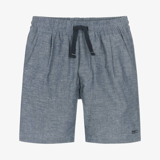 Mayoral-Boys Blue Cotton & Linen Shorts | Childrensalon Outlet