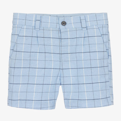 Mayoral-Boys Blue Cotton & Linen Shorts | Childrensalon Outlet