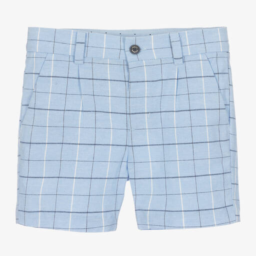 Mayoral-Blaue Baumwoll- & Leinenshorts | Childrensalon Outlet