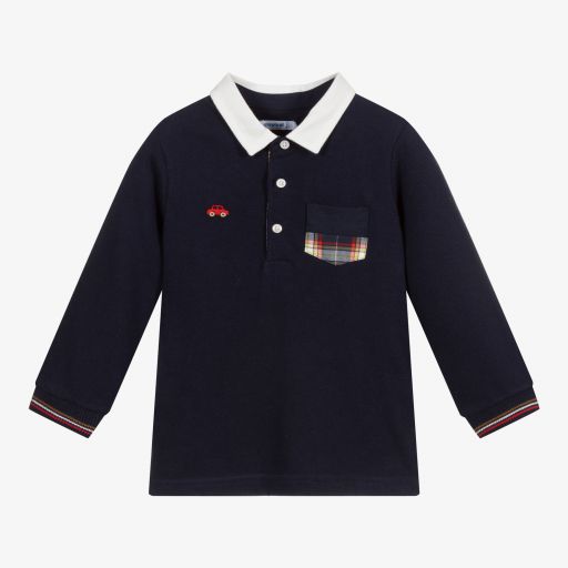 Mayoral-Boys Blue Cotton Polo Shirt | Childrensalon Outlet