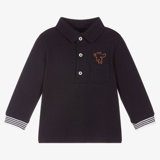 Mayoral-Boys Blue Cotton Polo Shirt | Childrensalon Outlet