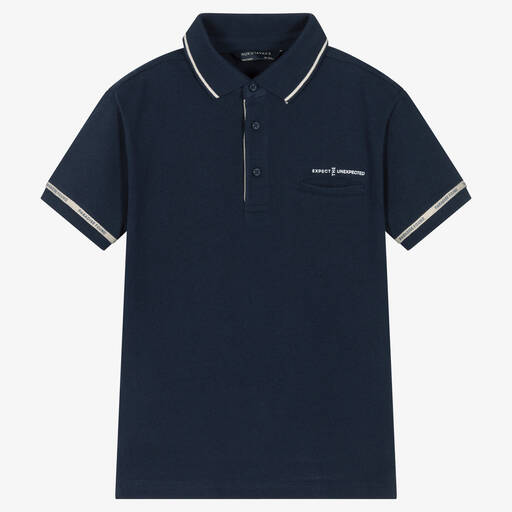 Mayoral Nukutavake-Boys Blue Cotton Polo Shirt | Childrensalon Outlet