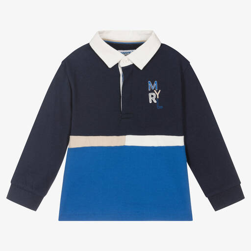 Mayoral-Boys Blue Cotton Rugby Shirt | Childrensalon Outlet