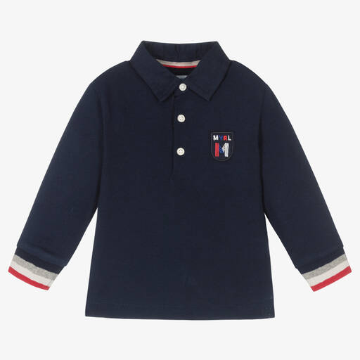 Mayoral-Boys Blue Cotton Rugby Shirt | Childrensalon Outlet