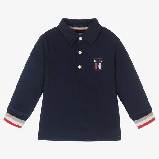 Mayoral-Синяя хлопковая рубашка в стиле регби для мальчиков | Childrensalon Outlet