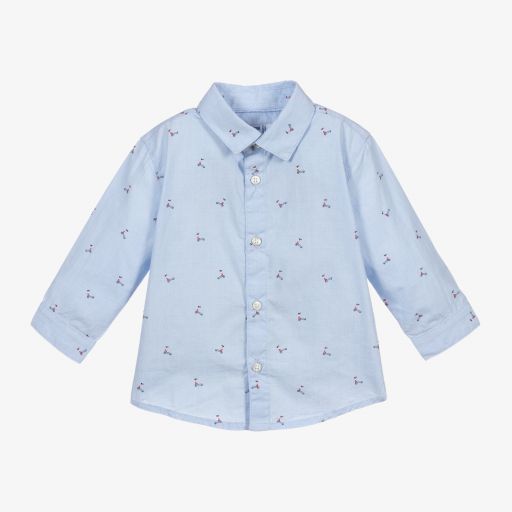 Mayoral-Boys Blue Cotton Shirt | Childrensalon Outlet