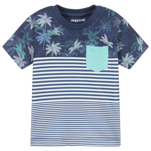 Mayoral-Boys Blue Cotton T-Shirt | Childrensalon Outlet