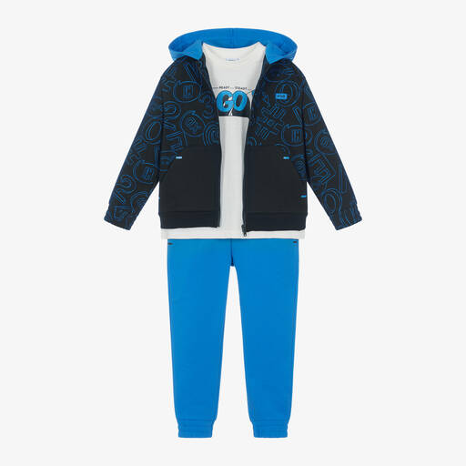 Mayoral-Boys Blue Cotton Tracksuit Set | Childrensalon Outlet
