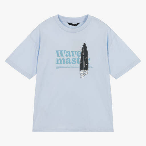 Mayoral Nukutavake-Boys Blue Cotton Wave T-Shirt | Childrensalon Outlet