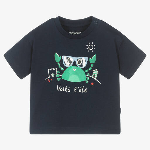 Mayoral-Boys Blue & Green Cotton Crab T-Shirt | Childrensalon Outlet