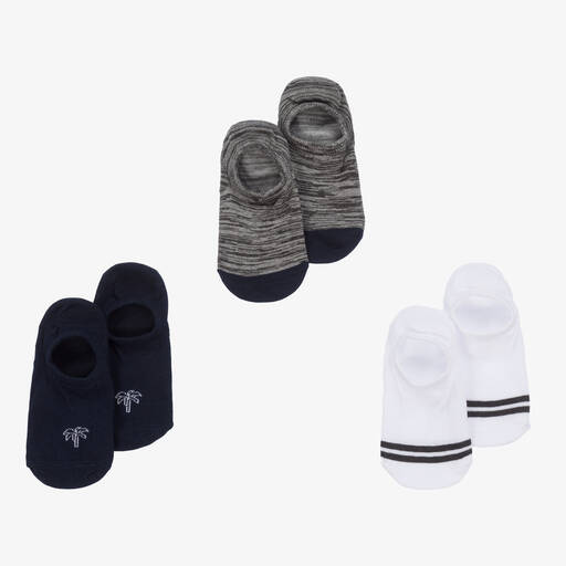 Mayoral-Синие, серые и белые хлопковые носки (3пары) | Childrensalon Outlet