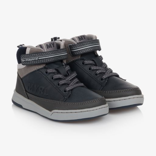 Mayoral-Boys Blue High Top Trainers | Childrensalon Outlet