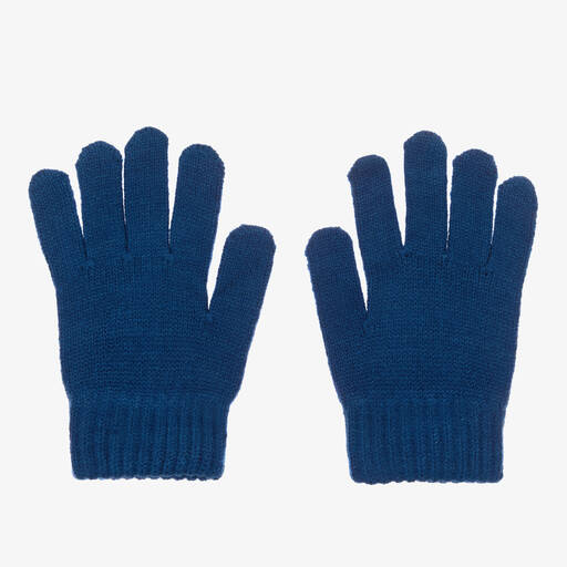 Mayoral-Boys Blue Knitted Gloves | Childrensalon Outlet