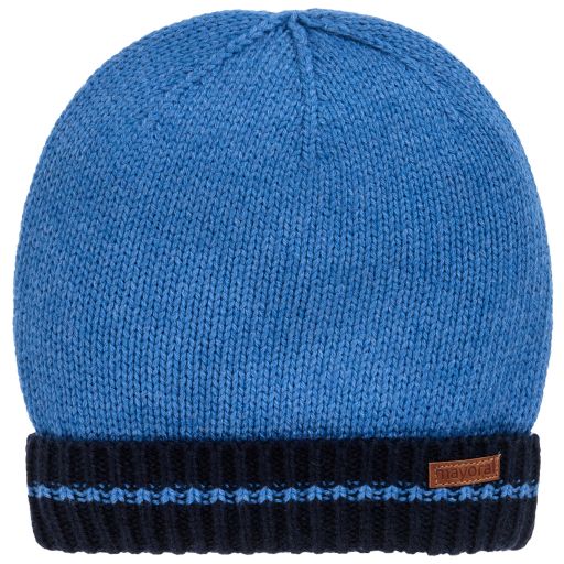 Mayoral-قبعة قطن محبوك لون أزرق للأولاد | Childrensalon Outlet