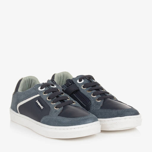 Mayoral-Boys Blue Leather & Suede Trainers | Childrensalon Outlet