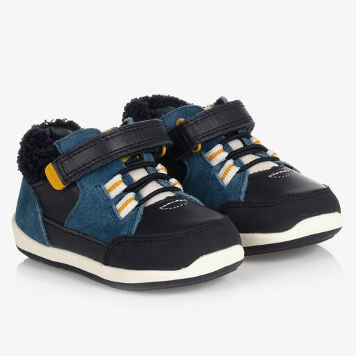 Mayoral-Boys Blue Leather Trainers | Childrensalon Outlet