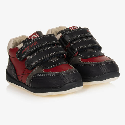 Mayoral-حذاء جلد لون أحمر وكحلي للمواليد | Childrensalon Outlet